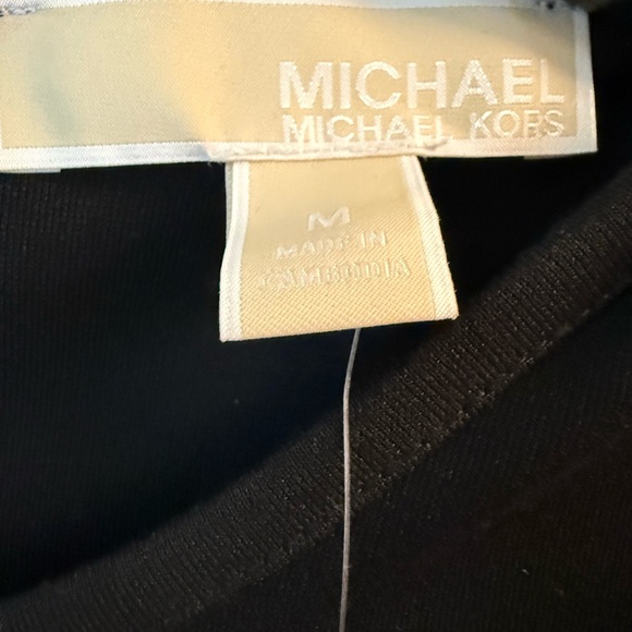 Michael Kors Black Mini Dress with Faux-Leather Trim - Picture 5 of 5